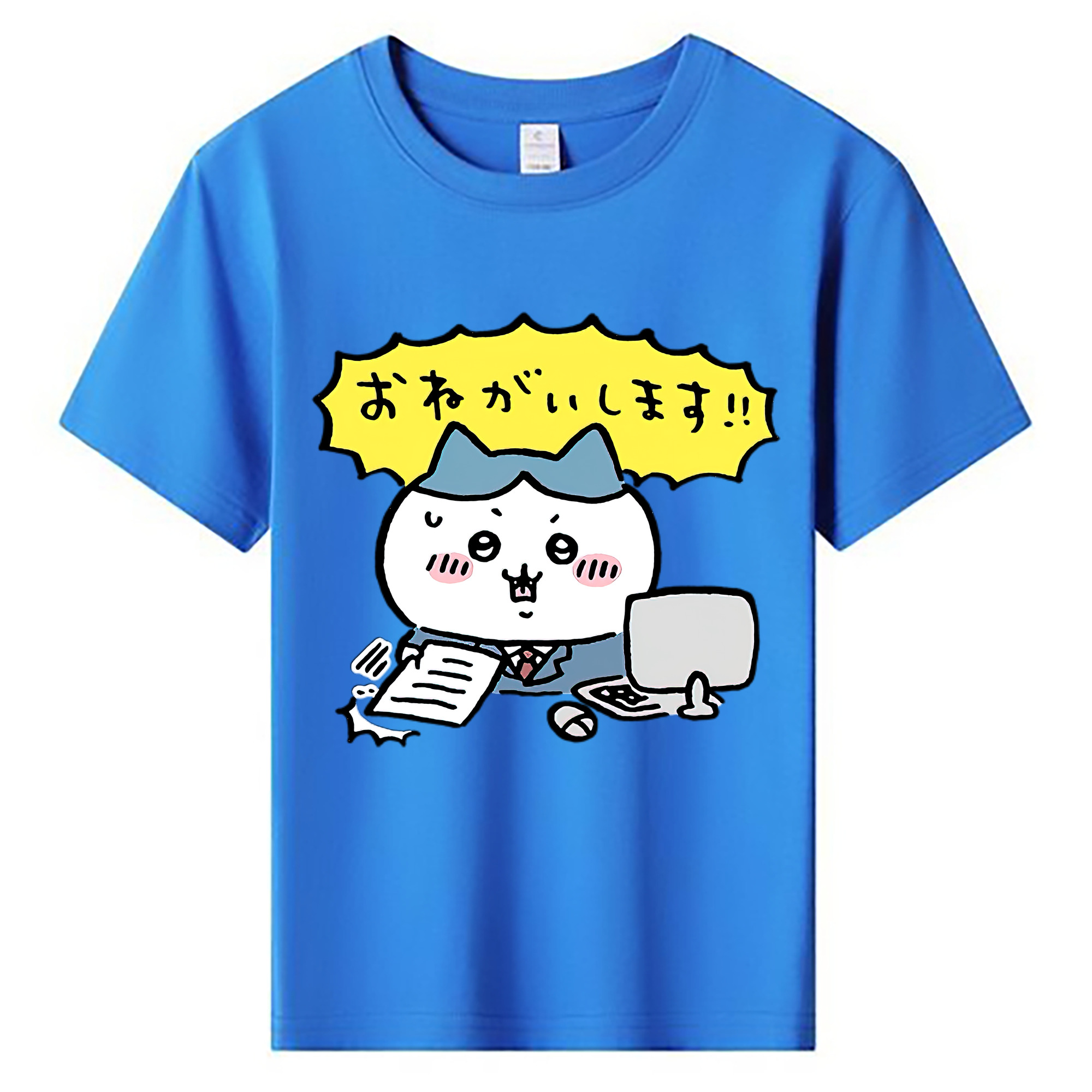 （画像用） ちいかわ ハチワレ Chii-kawa hachiware 綿100％キッズTシャツ（フロントプリント）